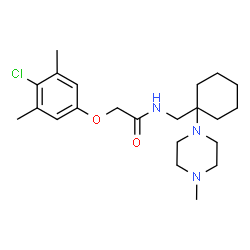 ChemSpider 2D Image | 2-(4-Chloro-3,5-dimethylphenoxy)-N-{[1-(4-methyl-1-piperazinyl)cyclohexyl]methyl}acetamide | C22H34ClN3O2