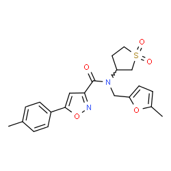 ChemSpider 2D Image | N-(1,1-Dioxidotetrahydro-3-thiophenyl)-N-[(5-methyl-2-furyl)methyl]-5-(4-methylphenyl)-1,2-oxazole-3-carboxamide | C21H22N2O5S