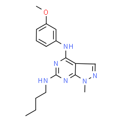 ChemSpider 2D Image | N~6~-Butyl-N~4~-(3-methoxyphenyl)-1-methyl-1H-pyrazolo[3,4-d]pyrimidine-4,6-diamine | C17H22N6O