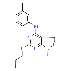 ChemSpider 2D Image | 1-Methyl-N~4~-(3-methylphenyl)-N~6~-propyl-1H-pyrazolo[3,4-d]pyrimidine-4,6-diamine | C16H20N6