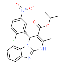 ChemSpider 2D Image | Isopropyl 4-(2-chloro-5-nitrophenyl)-2-methyl-1,4-dihydropyrimido[1,2-a]benzimidazole-3-carboxylate | C21H19ClN4O4
