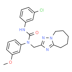ChemSpider 2D Image | 3-(3-Chlorophenyl)-1-(3-methoxyphenyl)-1-(6,7,8,9-tetrahydro-5H-[1,2,4]triazolo[1,5-a]azepin-2-ylmethyl)urea | C22H24ClN5O2