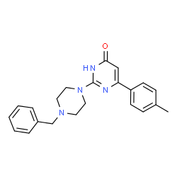 ChemSpider 2D Image | 2-(4-Benzyl-1-piperazinyl)-6-(4-methylphenyl)-4(1H)-pyrimidinone | C22H24N4O