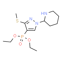 ChemSpider 2D Image | Diethyl [3-(methylsulfanyl)-1-(2-piperidinyl)-1H-pyrazol-4-yl]phosphonate | C13H24N3O3PS