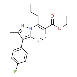 ChemSpider 2D Image | Ethyl 8-(4-fluorophenyl)-7-methyl-4-propylpyrazolo[5,1-c][1,2,4]triazine-3-carboxylate | C18H19FN4O2