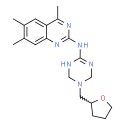 ChemSpider 2D Image | 4,6,7-Trimethyl-N-[5-(tetrahydro-2-furanylmethyl)-1,4,5,6-tetrahydro-1,3,5-triazin-2-yl]-2-quinazolinamine | C19H26N6O