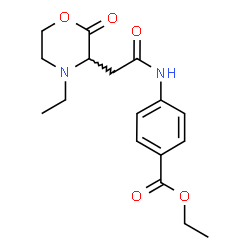 ChemSpider 2D Image | Ethyl 4-{[(4-ethyl-2-oxo-3-morpholinyl)acetyl]amino}benzoate | C17H22N2O5
