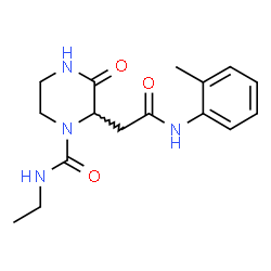 ChemSpider 2D Image | N-Ethyl-2-{2-[(2-methylphenyl)amino]-2-oxoethyl}-3-oxo-1-piperazinecarboxamide | C16H22N4O3