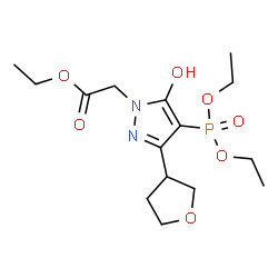 ChemSpider 2D Image | Ethyl [4-(diethoxyphosphoryl)-5-hydroxy-3-(tetrahydro-3-furanyl)-1H-pyrazol-1-yl]acetate | C15H25N2O7P