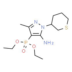 ChemSpider 2D Image | Diethyl [5-amino-3-methyl-1-(tetrahydro-2H-thiopyran-3-yl)-1H-pyrazol-4-yl]phosphonate | C13H24N3O3PS