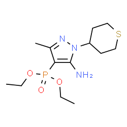 ChemSpider 2D Image | Diethyl [5-amino-3-methyl-1-(tetrahydro-2H-thiopyran-4-yl)-1H-pyrazol-4-yl]phosphonate | C13H24N3O3PS