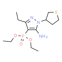 ChemSpider 2D Image | Diethyl [5-amino-3-ethyl-1-(tetrahydro-3-thiophenyl)-1H-pyrazol-4-yl]phosphonate | C13H24N3O3PS