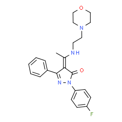 ChemSpider 2D Image | (4Z)-2-(4-Fluorophenyl)-4-(1-{[2-(4-morpholinyl)ethyl]amino}ethylidene)-5-phenyl-2,4-dihydro-3H-pyrazol-3-one | C23H25FN4O2