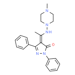ChemSpider 2D Image | (4Z)-4-{1-[(4-Methyl-1-piperazinyl)amino]ethylidene}-2,5-diphenyl-2,4-dihydro-3H-pyrazol-3-one | C22H25N5O