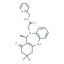 ChemSpider 2D Image | N-(2-Pyridinylmethyl)-2-(3,3,11-trimethyl-1-oxo-1,2,3,4,5,11-hexahydro-10H-dibenzo[b,e][1,4]diazepin-10-yl)acetamide | C24H28N4O2