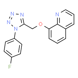 ChemSpider 2D Image | 8-{[1-(4-Fluorophenyl)-1H-tetrazol-5-yl]methoxy}quinoline | C17H12FN5O