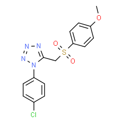 ChemSpider 2D Image | 1-(4-Chlorophenyl)-5-{[(4-methoxyphenyl)sulfonyl]methyl}-1H-tetrazole | C15H13ClN4O3S