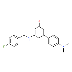 ChemSpider 2D Image | 5-[4-(Dimethylamino)phenyl]-3-[(4-fluorobenzyl)amino]-2-cyclohexen-1-one | C21H23FN2O