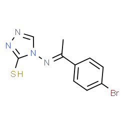 ChemSpider 2D Image | 4-{[(1E)-1-(4-Bromophenyl)ethylidene]amino}-4H-1,2,4-triazole-3-thiol | C10H9BrN4S