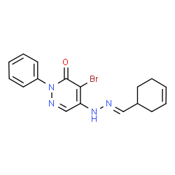 ChemSpider 2D Image | 4-Bromo-5-[(2E)-2-(3-cyclohexen-1-ylmethylene)hydrazino]-2-phenyl-3(2H)-pyridazinone | C17H17BrN4O