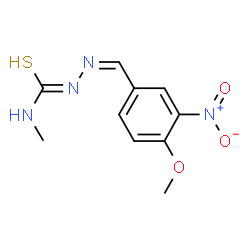 ChemSpider 2D Image | (2Z)-2-(4-Methoxy-3-nitrobenzylidene)-N-methylhydrazinecarbothioamide | C10H12N4O3S