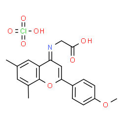 ChemSpider 2D Image | (E)-N-[2-(4-Methoxyphenyl)-6,8-dimethyl-4H-chromen-4-ylidene]glycine perchlorate (1:1) | C20H20ClNO8