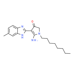 ChemSpider 2D Image | 5-Amino-4-(5-methyl-1H-benzimidazol-2-yl)-1-octyl-1,2-dihydro-3H-pyrrol-3-one | C20H28N4O