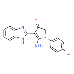 ChemSpider 2D Image | 5-Amino-4-(1H-benzimidazol-2-yl)-1-(4-bromophenyl)-1,2-dihydro-3H-pyrrol-3-one | C17H13BrN4O