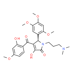 ChemSpider 2D Image | 1-[3-(Dimethylamino)propyl]-3-hydroxy-4-(2-hydroxy-4-methoxybenzoyl)-5-(2,4,5-trimethoxyphenyl)-1,5-dihydro-2H-pyrrol-2-one | C26H32N2O8