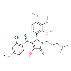 ChemSpider 2D Image | 1-[3-(Dimethylamino)propyl]-3-hydroxy-4-(2-hydroxy-4-methoxybenzoyl)-5-(2,3,4-trimethoxyphenyl)-1,5-dihydro-2H-pyrrol-2-one | C26H32N2O8