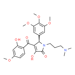 ChemSpider 2D Image | 1-[3-(Dimethylamino)propyl]-3-hydroxy-4-(2-hydroxy-4-methoxybenzoyl)-5-(3,4,5-trimethoxyphenyl)-1,5-dihydro-2H-pyrrol-2-one | C26H32N2O8