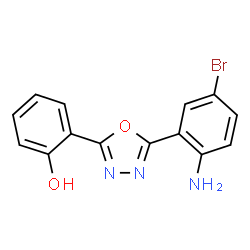 ChemSpider 2D Image | 2-[5-(2-Amino-5-bromophenyl)-1,3,4-oxadiazol-2-yl]phenol | C14H10BrN3O2