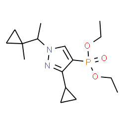 ChemSpider 2D Image | Diethyl {3-cyclopropyl-1-[1-(1-methylcyclopropyl)ethyl]-1H-pyrazol-4-yl}phosphonate | C16H27N2O3P