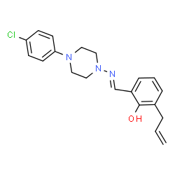 ChemSpider 2D Image | 2-Allyl-6-[(E)-{[4-(4-chlorophenyl)-1-piperazinyl]imino}methyl]phenol | C20H22ClN3O