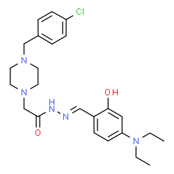 ChemSpider 2D Image | 2-[4-(4-Chlorobenzyl)-1-piperazinyl]-N'-{(E)-[4-(diethylamino)-2-hydroxyphenyl]methylene}acetohydrazide | C24H32ClN5O2