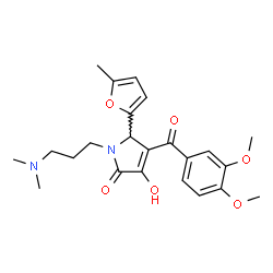 ChemSpider 2D Image | 4-(3,4-Dimethoxybenzoyl)-1-[3-(dimethylamino)propyl]-3-hydroxy-5-(5-methyl-2-furyl)-1,5-dihydro-2H-pyrrol-2-one | C23H28N2O6