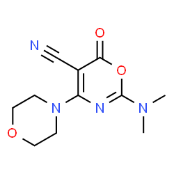 ChemSpider 2D Image | 2-(Dimethylamino)-4-(4-morpholinyl)-6-oxo-6H-1,3-oxazine-5-carbonitrile | C11H14N4O3