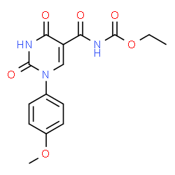 ChemSpider 2D Image | Ethyl {[1-(4-methoxyphenyl)-2,4-dioxo-1,2,3,4-tetrahydro-5-pyrimidinyl]carbonyl}carbamate | C15H15N3O6