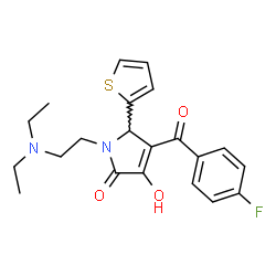 ChemSpider 2D Image | 1-[2-(Diethylamino)ethyl]-4-(4-fluorobenzoyl)-3-hydroxy-5-(2-thienyl)-1,5-dihydro-2H-pyrrol-2-one | C21H23FN2O3S