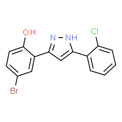 ChemSpider 2D Image | 4-Bromo-2-[5-(2-chlorophenyl)-1H-pyrazol-3-yl]phenol | C15H10BrClN2O