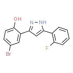 ChemSpider 2D Image | 4-Bromo-2-[5-(2-fluorophenyl)-1H-pyrazol-3-yl]phenol | C15H10BrFN2O