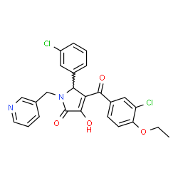 ChemSpider 2D Image | 4-(3-Chloro-4-ethoxybenzoyl)-5-(3-chlorophenyl)-3-hydroxy-1-(3-pyridinylmethyl)-1,5-dihydro-2H-pyrrol-2-one | C25H20Cl2N2O4