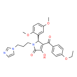 ChemSpider 2D Image | 5-(2,5-Dimethoxyphenyl)-4-(4-ethoxybenzoyl)-3-hydroxy-1-[3-(1H-imidazol-1-yl)propyl]-1,5-dihydro-2H-pyrrol-2-one | C27H29N3O6