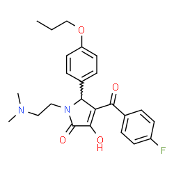 ChemSpider 2D Image | 1-[2-(Dimethylamino)ethyl]-4-(4-fluorobenzoyl)-3-hydroxy-5-(4-propoxyphenyl)-1,5-dihydro-2H-pyrrol-2-one | C24H27FN2O4