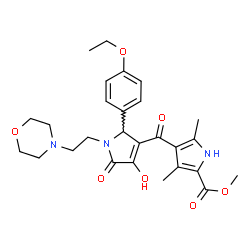 ChemSpider 2D Image | Methyl 4-({2-(4-ethoxyphenyl)-4-hydroxy-1-[2-(4-morpholinyl)ethyl]-5-oxo-2,5-dihydro-1H-pyrrol-3-yl}carbonyl)-3,5-dimethyl-1H-pyrrole-2-carboxylate | C27H33N3O7
