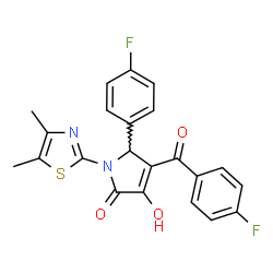 ChemSpider 2D Image | 1-(4,5-Dimethyl-1,3-thiazol-2-yl)-4-(4-fluorobenzoyl)-5-(4-fluorophenyl)-3-hydroxy-1,5-dihydro-2H-pyrrol-2-one | C22H16F2N2O3S