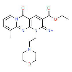 ChemSpider 2D Image | Ethyl 2-imino-10-methyl-1-[2-(4-morpholinyl)ethyl]-5-oxo-1,5-dihydro-2H-dipyrido[1,2-a:2',3'-d]pyrimidine-3-carboxylate | C21H25N5O4