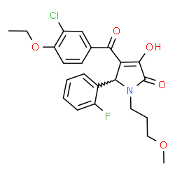 ChemSpider 2D Image | 4-(3-Chloro-4-ethoxybenzoyl)-5-(2-fluorophenyl)-3-hydroxy-1-(3-methoxypropyl)-1,5-dihydro-2H-pyrrol-2-one | C23H23ClFNO5