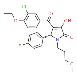 ChemSpider 2D Image | 4-(3-Chloro-4-ethoxybenzoyl)-5-(4-fluorophenyl)-3-hydroxy-1-(3-methoxypropyl)-1,5-dihydro-2H-pyrrol-2-one | C23H23ClFNO5