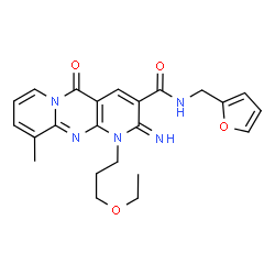 ChemSpider 2D Image | 1-(3-Ethoxypropyl)-N-(2-furylmethyl)-2-imino-10-methyl-5-oxo-1,5-dihydro-2H-dipyrido[1,2-a:2',3'-d]pyrimidine-3-carboxamide | C23H25N5O4